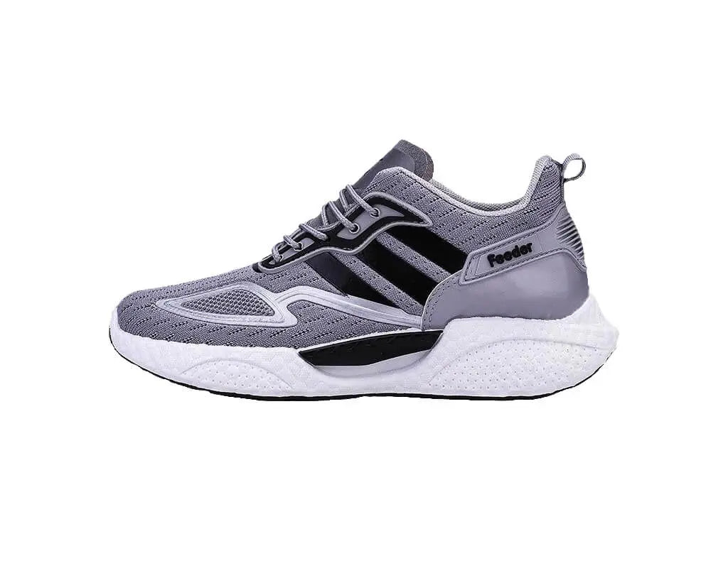all seasons running shoes with soft cushioning heel support, breathable design, elastic laces grey