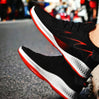 Breathable and elastic design, fit any feet, black, black and red, black, white running shoes