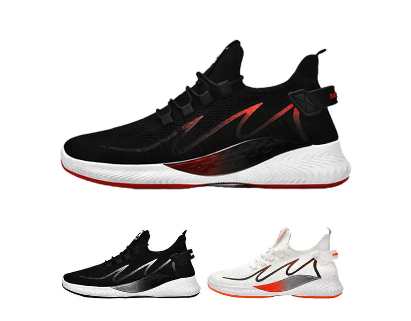 Breathable and elastic design, fit any feet, black, black and red, black, white running shoes