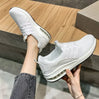 Fashionable, stylish, sport shoes, running shoes, everyday sneakers, breathable design, aircushioning, heel support, elastic closure, easy slip in. White trainers