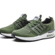 Fashionable, stylish, sport shoes, running shoes, everyday sneakers, breathable design, aircushioning, heel support, elastic closure, easy slip in. Army color trainers