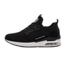 Black Running shoes white with easy slip in design and elastic shoe laces for easy fit.