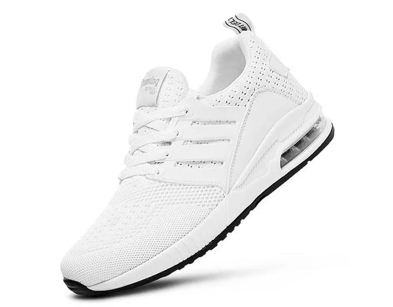 Sneakair White Running Shoes with elastic closure stable grip easy fit in and air cushioning airsoles