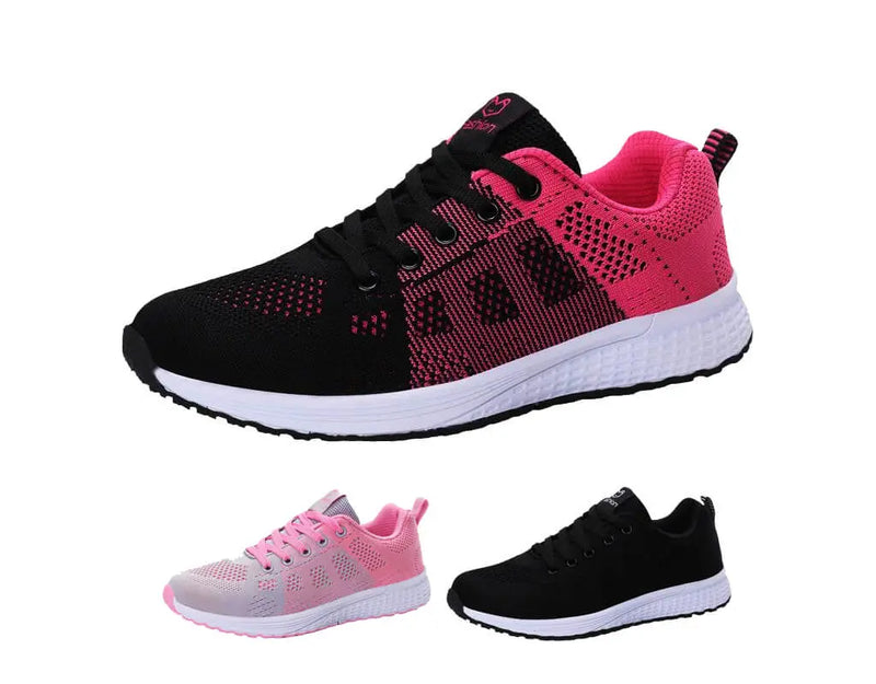 Unisex breathable autumn, fall and summer sneakers trendy design, black and pink, pink, black