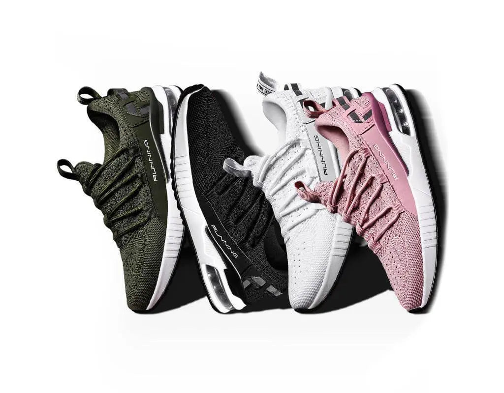 Fashionable, stylish, sport shoes, running shoes, everyday sneakers, breathable design, aircushioning, heel support, elastic closure, easy slip in. White, black, pink, army Sneakair III